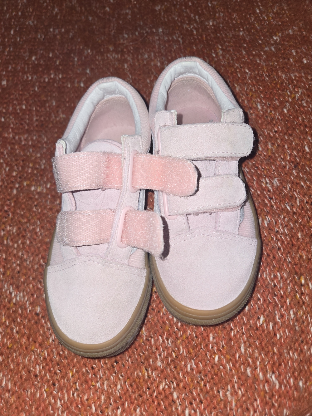 Vans Kids Pink Suede Velcro Sneakers